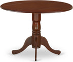 East West Furniture DLT-MAH-TP Dublin Dining Room Table - a Round Solid Wood Table Top with Dropleaf & Pedestal Base, 42x42 Inch, Mahogany