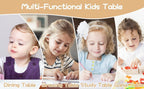IDEALHOUSE Adjustable Height Kids Table and 2 Chairs Set – Writable Whiteboard Top, Non-Slip Legs, Easy to Clean, Ideal for Toddlers and Children Ages 2-10, Multi-Activity Table for Home, Nursery,