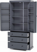 Merax 77" Kitchen Pantry Storage Cabinet with Drawers, Freestanding Bathroom Storage Cabinets with Doors and Shelves, Tall Cupboard Storage Cabinet Food Pantry Cabinet for Dining Room Craft Room, Gray