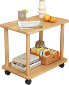 2 Tier Side Table,360 Degree Swivel Solid Wood Legs Easy Assembly Side Table Bedside Tables Open Shelf Sofa Small Tea Table for Living Room, Bedroom, Home Office Entryway, Farmhouse Wooden C