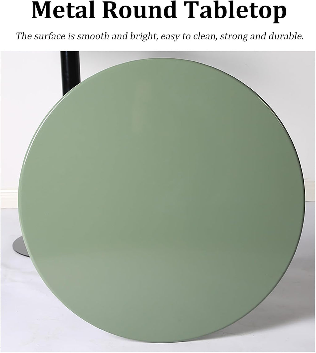 Multifunctional Round Metal End Table, Minimalist Solid Color Large Base Coffee Table Cocktail Table Tray Table for Living Room Sofa Balcony Bedroom Garden Lounge(48x72cm, Cream)