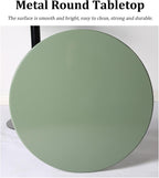 Multifunctional Round Metal End Table, Minimalist Solid Color Large Base Coffee Table Cocktail Table Tray Table for Living Room Sofa Balcony Bedroom Garden Lounge(48x72cm, Cream)