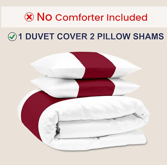 Kotton Culture 3 Pc Queen Size Duvet Cover Set- 100% Egyptian Cotton Sateen 600 Thread Count Ultra Soft Premium Durable Comforter Cover Zipper Closure & Corner Ties (Snow Red, Queen/Full 90" X 90")