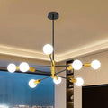 Sputnik Ceiling Light Fixture Chandelier, 8-Light Dining Room Light Over Table Height Adjustable Mid Century Hanging Light Fixture E26 Pendant for Bedroom Kitchen Livingroom 53InchH Gold+Black