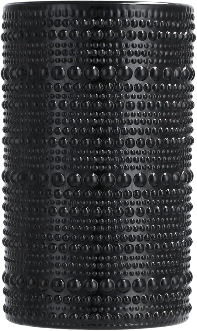 Fortessa Jupiter Beaded Hobnail Glass, 13 Ounce Iced Beverage (Set of 6), Obsidian Black