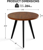 Round Dining Table, Small Dining Table for 2, 31.5" Round Table, Mid-Century Modern Kitchen Table with 1.4" Thickness Wood Grain Tabletop for or Small Space, Dining Room, Kitchen, UG Brown