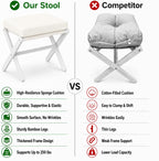BAMBOOHOMIE Foldable Foot Stool Ottoman, Modern Foot Rest with Bamboo X Legs & Thick Foam Cushion, Folding Foot Stools Small Padded for Bedroom Living Room, Footstool for Chair Couch (White - White)