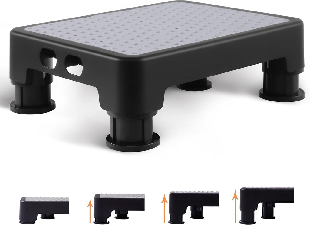 CHIKILLA Adjustable Step Stool for High Beds and Cars, 650lb Heavy Duty Bed Step for Elderly, Non-Slip Mobility Platform for Bathtub, Kitchen, SUV, 4 Height Levels 3.4-5.4" Portable Stair Assist, Gray