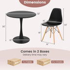Tangkula Round Dining Table Set for 4, Kitchen Table Set with Seat & Solid Wood Legs, Round Kitchen Table and Chairs for Small Space, Black