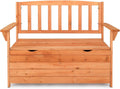 Outdoor Cedar Wood Storage Bench with Backrest and Armrests | 44.09 x 22.83 x 33.07 Inch, 440 lbs Capacity