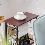Side Table,Narrow End Table for Small Spaces,Snack Couch Table with Holder,Nightstand for Living Room,Bedroom,Office,Bathroom,Balcony (Coffee)
