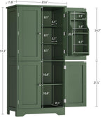 TEENFON 51" H Pantry Cabinet with 4 Doors, Kitchen Cabinet with 6 Door Shelves, Kitchen Pantry for Living Room, Dining Room, Bathroom, Green