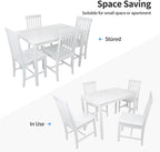 DUHOME 5-Piece Solid Wood Dining Table Set for 4, Farmhouse Kitchen Table Chairs Set of 4,Table and 4 Chairs Set for Small Space&Apartment, Dining Room, Breakfast Nook,White