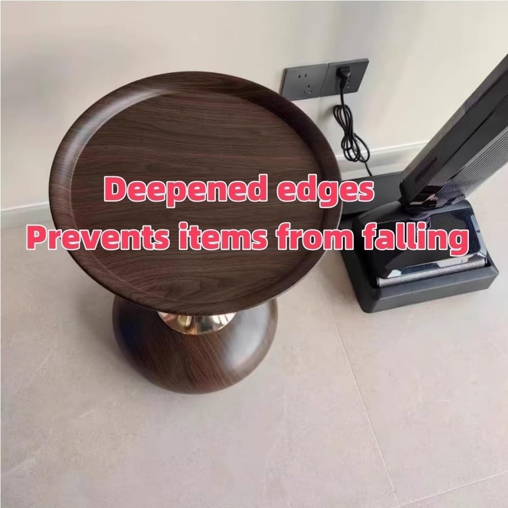 Metal Columns Table, Modern Round End Table, Small Dining Table, Simple Bedside Table, Corner Accent Table for Living Room, Bedroom, Balcony, Study