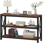 BON AUGURE 47” Narrow Console Table, 3 Tier Sofa Table Behind Couch, Rustic | Entryway Table with 3 Open Shelves, Industrial Steel Frame Entry Tables for Hallway, Foyer, Living Room, or Behind the Couch