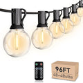 HISTAR 96FT LED Outdoor String Lights With Remote - Waterproof G40 Globe Lights, 52 Dimmable Shatterproof Bulbs for Patio, Backyard, Balcony, Bistro, Cafe Decorative Lighting
