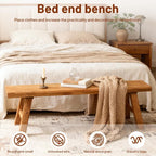 Wood Bench Indoor Farmhouse Skinny Entryway Bench Hallway Foyer with Sturdy | Rustic Indoor Bench End of Bed, Norrow Solid Wood Benches for Bedroom Living Room 31.4 x10.2 inch