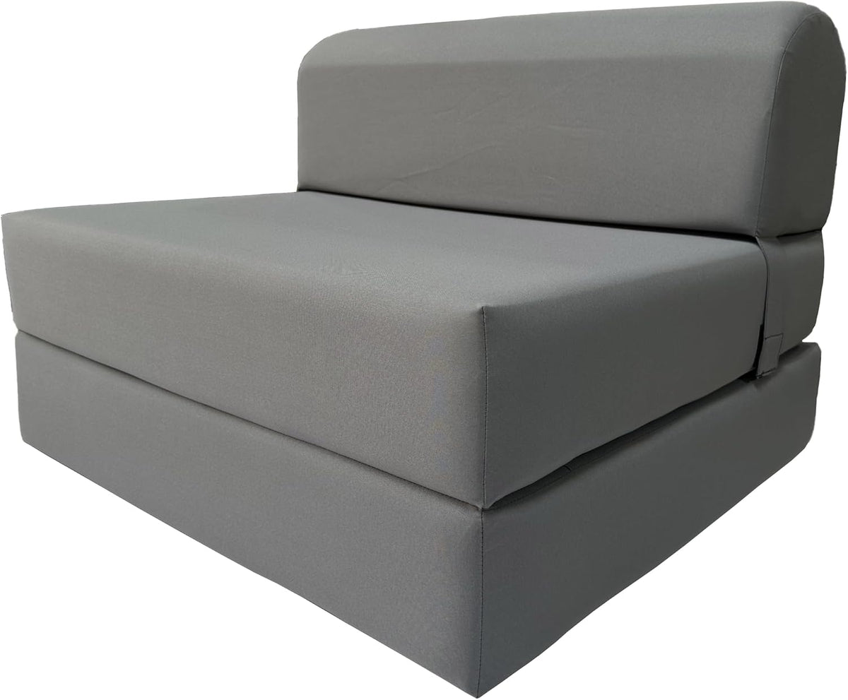 D&D Futon Furniture Sleeper Chair Folding Bed, Studio Sofa Guest Folded Mattress, High Density Foam (70 x 32 x 6, Gray)
