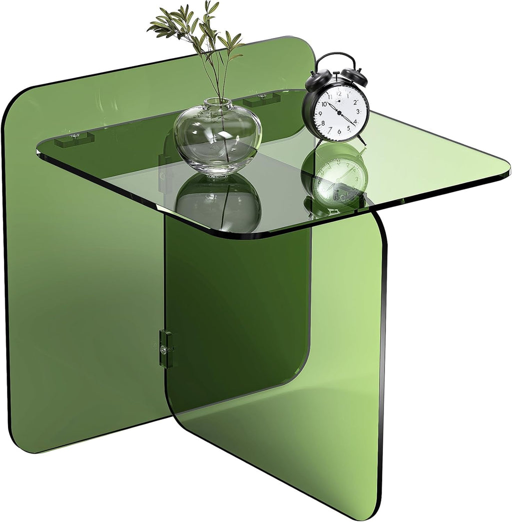 Acrylic Side Table, End Table Clear Modern Bedside Table for Bedroom Living Room, Lucite Nightstand (Clear, 19.7" × 19.7" × 18")