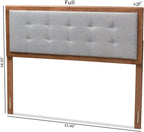 HomeStock Upholstered Headboard, Walnut Brown, Wall Mount, Mid-Century Modern Style Queen/Light Gray