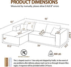 93" Couch for Living Room, Black, Left Facing Chaise | Corduroy L-Shape Couch with Chaise & Deep Seat, 30D Memory Foam, Modular Sectional Sofa for Small Space, No-Assembly