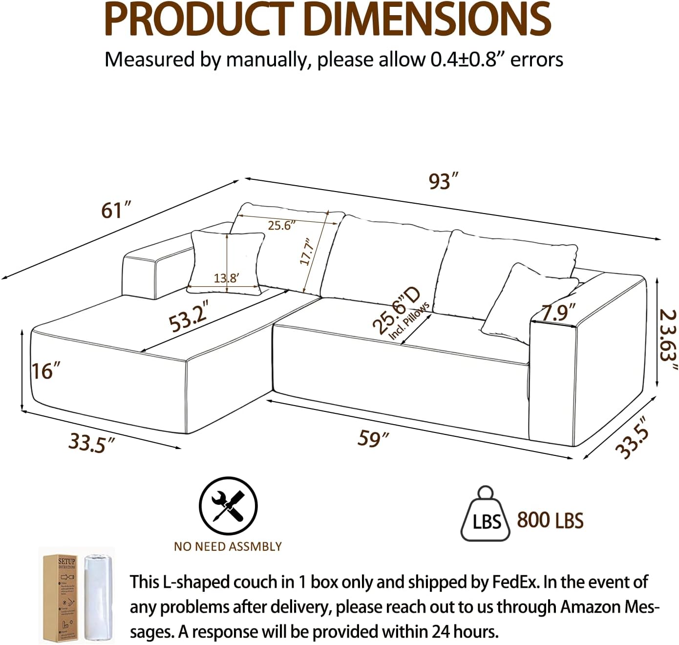 93" Couch for Living Room, Black, Left Facing Chaise | Corduroy L-Shape Couch with Chaise & Deep Seat, 30D Memory Foam, Modular Sectional Sofa for Small Space, No-Assembly