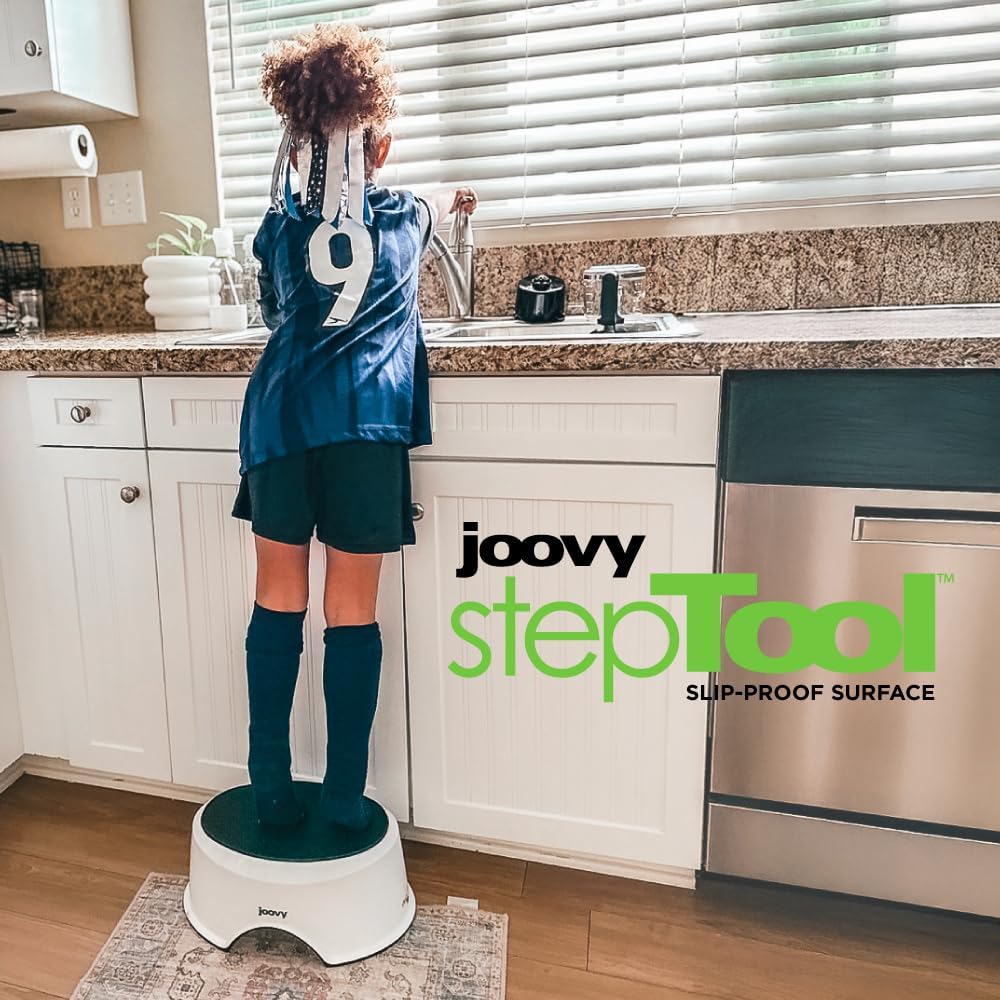 Joovy StepTool Toddler Step Stool with No-Slide Grips on Top and Bottom and Sturdy, Stackable Design, Holds Up to 300 lb. - BPA, PVC & Phthalate Free