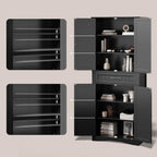 Gizoon 71'' Kitchen Pantry Storage Cabinet, Freestanding Pantry Organizers and Storage Cabinet with 4 Doors and 4 Adjustable Shelves, Tall Cabinet with Large Drawer for Kitchen, Living Room, Bathroom