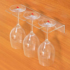 Wall-Mounted Acrylic Wine Glass Holder - 3 Positions Wine Storage Rack for Glasses Storage Hanger Space-Saving Goblet Rack