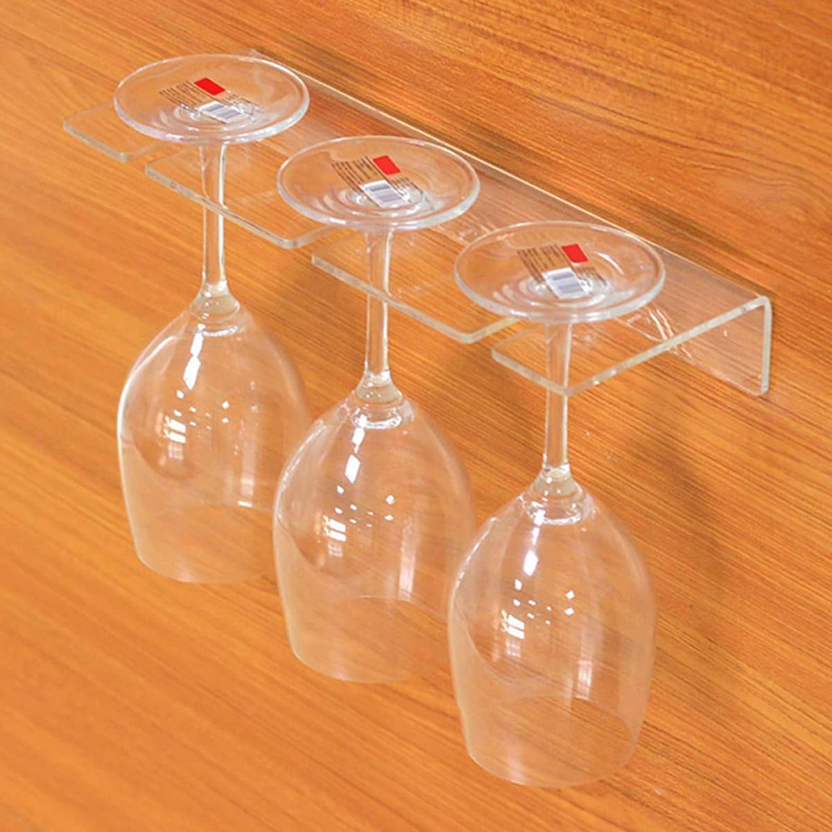 Wall-Mounted Acrylic Wine Glass Holder - 3 Positions Wine Storage Rack for Glasses Storage Hanger Space-Saving Goblet Rack