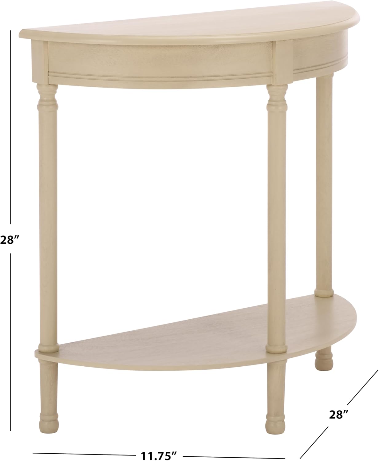 SAFAVIEH Furniture - Tinsley Half-Round Console Table - Sand - Solid Wood - Farmhouse Demilune Design - Ideal for Entryway, Hallway, Living Room, 28" W x 11.75" D x 28" H (CNS5723E)