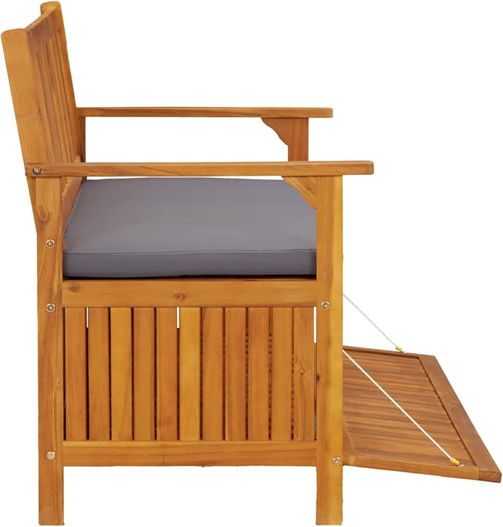 Gecheer Garden Storage Bench, 120 cm Solid Acacia Wood Patio Seating with Storage Compartment for Outdoor Garden and Patio