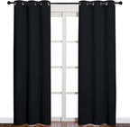 NICETOWN Halloween Thermal Insulated Black Blackout Curtains/Drapes 84 inches Length 2 Panels Set for Living Room, 42 inches Wide, Privacy Sound Reducing Room Darkening Draperies Window Treatment
