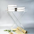 Acrylic Side Table Folding Tray Tables Modern End Table Clear Table Folding TV Tray Table for Living Room Kitchen Bedroom Garden