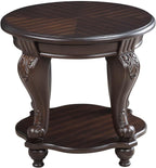 Round End Table for Living Room, Solid Wood Sofa Side Table with Shelf, Retro Corner Table for Office Small Space (22" W x 19.5" D x 20.5" H, Espresso)
