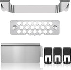 6pcs Magnetic Grease Gate Set, Griddle Spatula Holder and Magnetic Hooks Combo, Stainless Steel Flat Top Griddle Accessories Kit, Grill Tool Holder