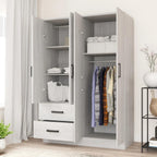Woodpeckers Furniture And Mattress 4 Mirrored Doors Wardrobe 2 Drawers with Shelves 72 high (1 Mirror, White)