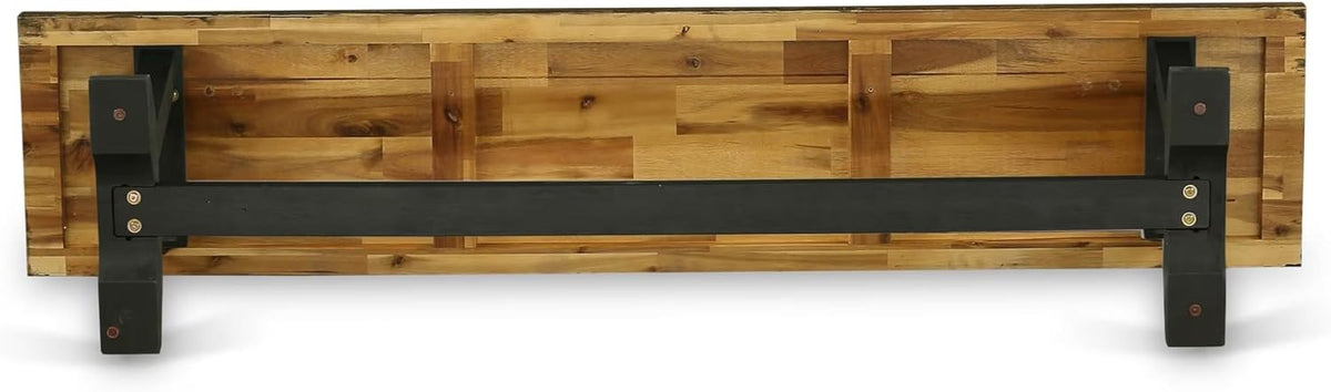 East West Furniture VB677 V-Style Modern Dining Table Bench with Wood Seat, 72x15x18 Inch, Multi-Color