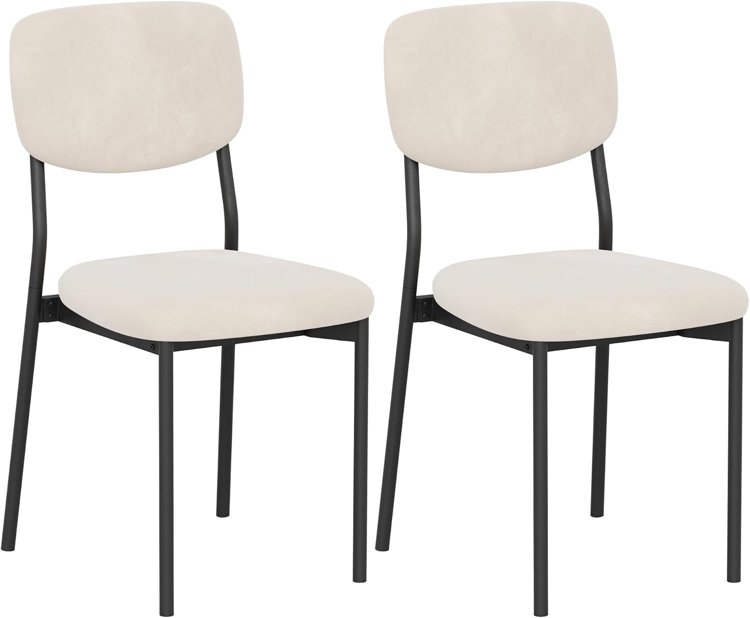 Einhomn Upholstered Dining Chairs Set, Modern Stackable Dining Room Chairs with Soft Velvet Backrest, Kitchen Chairs with Sturdy Metal Legs for Living Room, Restaurant, Set of 2,Cream Beige