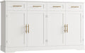 HOSTACK 60" W Sideboard Buffet Cabinet with Storage, Kitchen Cabinet, White