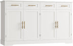 HOSTACK 60" W Sideboard Buffet Cabinet with Storage, Kitchen Cabinet, White
