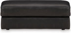 Signature Design by Ashley Amiata Black Leather and Faux Leather Ottoman, Fully Assembled Coffee Table Alternative, Rectangular Footrest Bench for Living Room, Onyx, 44" W x 24" D x 17" H