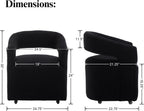 LukeAlon Sherpa Dining Chairs Set of 2, Modern 360° Swivel Kitchen Chairs with Casters Barrel Open Back Side Chairs Upholstered Dinner Chair for Dining Room Living Room, Black