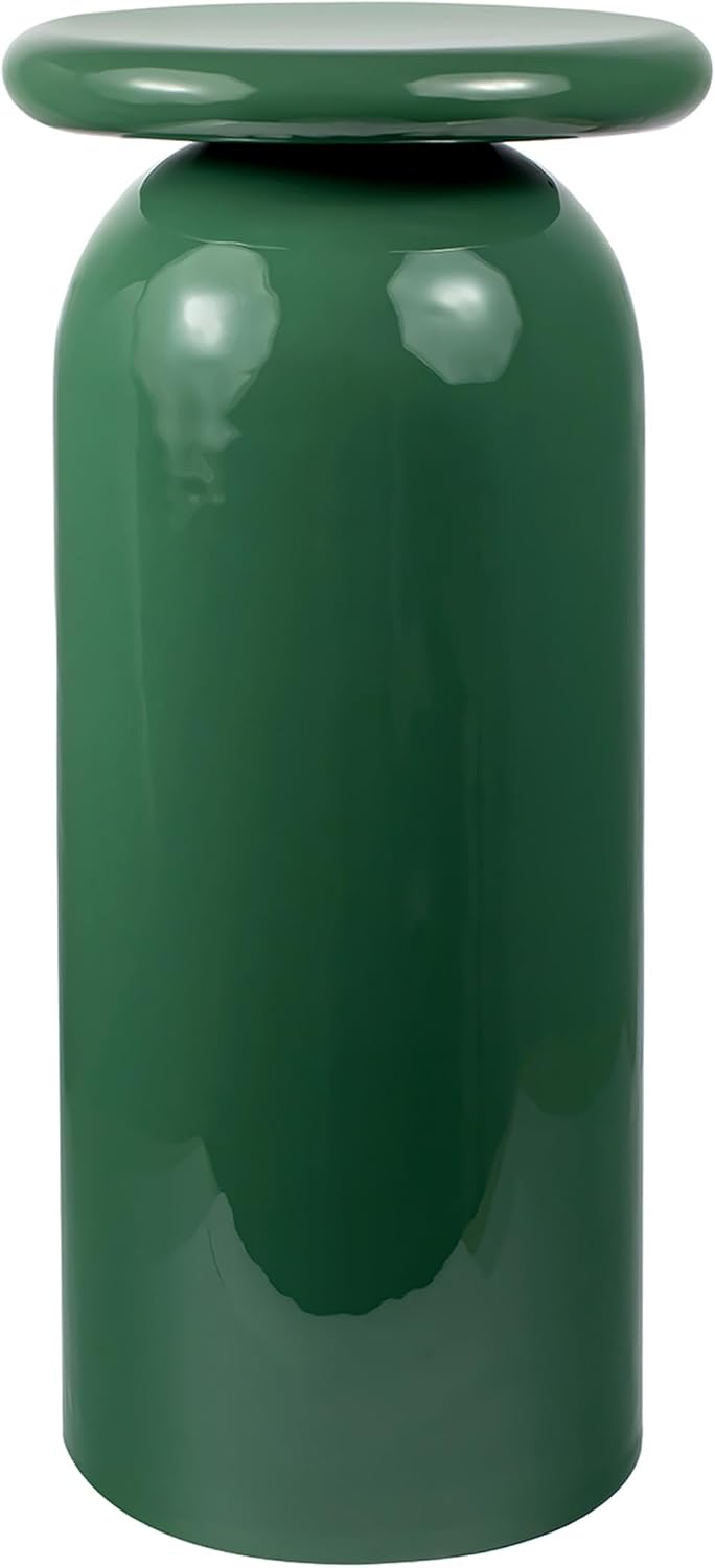 Eyely DNE1008A Elian 22.75" Mid-Century Modern Metal Sleek Cylinder Drink Table, Side Table for Bedroom, Living Room, Green