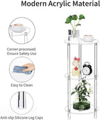Clear Round Acrylic Side Table for Small Spaces, 11.81" L x 11.81" W x 26.7" H, 3 Tier Small Modern Drink End Table Nightstand, Minimalist Bedside Table for Living Room, Bedroom, Bathroom