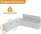 Mekminop Kitchen Breakfast Nook Bench with Cushions, L Shape Corner Storage Bench, Wood Flip-Top Dining Benches with Hidden Storage, for Reading Nook, Entryway, Cloakroom, White + Grey