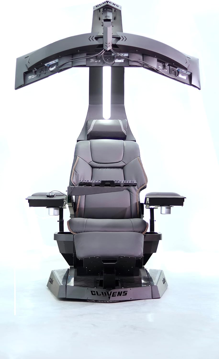 Imperatorworks CLUVENS Manticore Model Zero Gravity Gaming Chair Cockpit Gaming Workstation Executive seat (Black) Support 3 Monitors 1 * 49"/57" Monitor can Extend to 5 Monitors