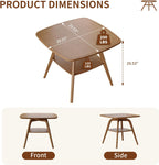 29.5" Square Dining Table for Small Spaces-Solid Wood Frame with Scratch-Resistant Veneer Top, Modern Compact Dinner Table with Storage Shelf for Kitchen, Apartment (Natural)