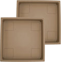 The HC Companies 14 Inch Accent Square Plant Saucer, Lightweight UV-Resistant Plastic Outdoor & Indoor Flower Pot Tray, 2-Pack Plant Pot Trays for Garden & Home Decor, Sandstone