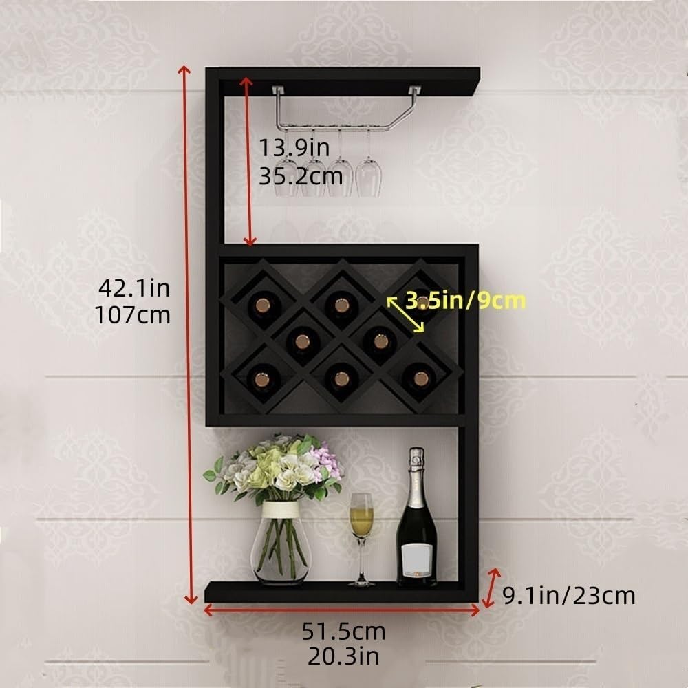 Modern Multifunctional Wine Rack, Practical Multi-Layer Wall Wine Rack, Bar Wall Decor, Suitable for Bar, Restaurant, Living Room(White)